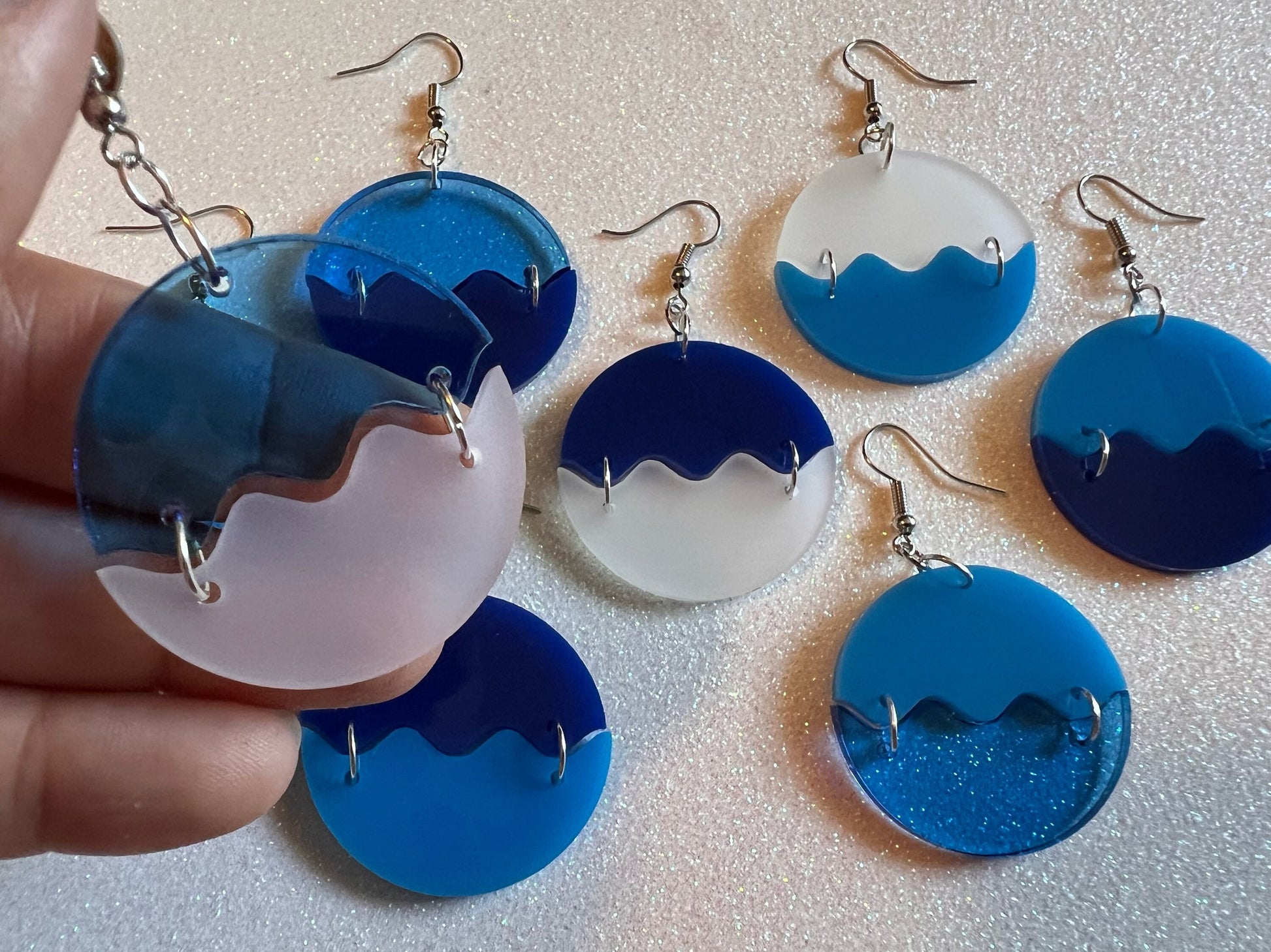 Ocean Wave Earrings: Laser Cut Acrylic Waves, Surfing, Waves, Vacation, Sea, Gifts for Her/Him/Them