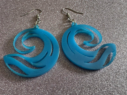 Ocean Wave Earrings: Laser Cut Acrylic Waves, Surfing, Waves, Vacation, Sea, Gifts for Her/Him/Them