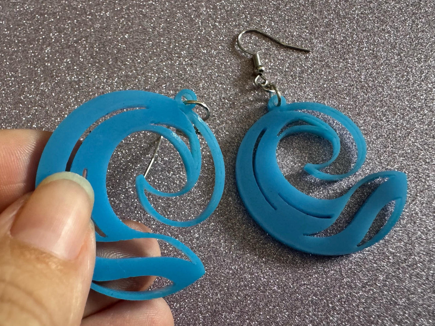 Ocean Wave Earrings: Laser Cut Acrylic Waves, Surfing, Waves, Vacation, Sea, Gifts for Her/Him/Them