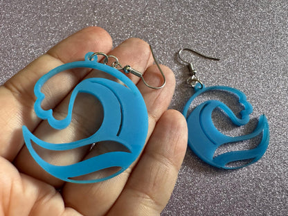 Ocean Wave Earrings: Laser Cut Acrylic Waves, Surfing, Waves, Vacation, Sea, Gifts for Her/Him/Them
