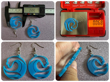 Ocean Wave Earrings: Laser Cut Acrylic Waves, Surfing, Waves, Vacation, Sea, Gifts for Her/Him/Them