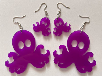 Octopus Earrings: Laser Cut Acrylic Octopuses, Cephalopods, Ocean Animals, Fish, Sea Creatures, Aquatic, Best Gifts for Her/Him/Them