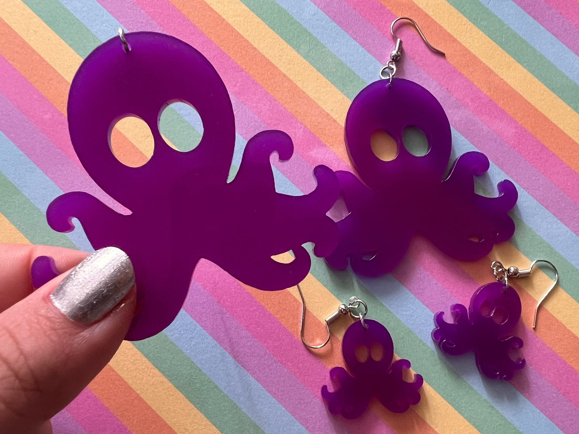Octopus Earrings: Laser Cut Acrylic Octopuses, Cephalopods, Ocean Animals, Fish, Sea Creatures, Aquatic, Best Gifts for Her/Him/Them
