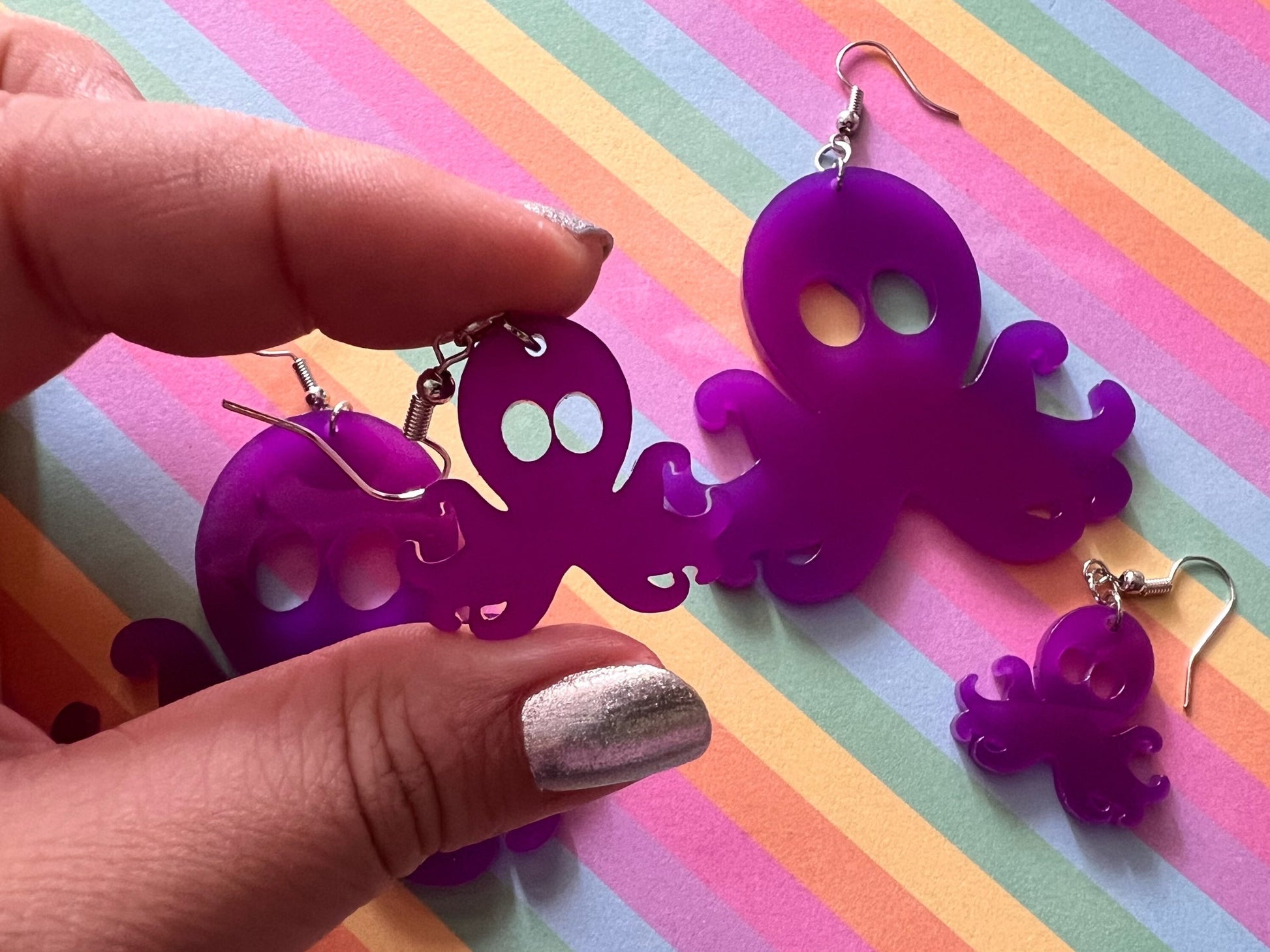 Octopus Earrings: Laser Cut Acrylic Octopuses, Cephalopods, Ocean Animals, Fish, Sea Creatures, Aquatic, Best Gifts for Her/Him/Them
