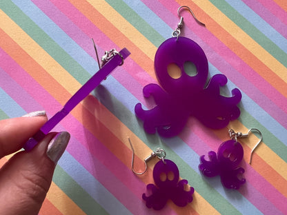 Octopus Earrings: Laser Cut Acrylic Octopuses, Cephalopods, Ocean Animals, Fish, Sea Creatures, Aquatic, Best Gifts for Her/Him/Them