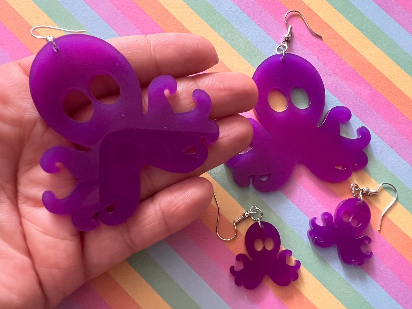 Octopus Earrings: Laser Cut Acrylic Octopuses, Cephalopods, Ocean Animals, Fish, Sea Creatures, Aquatic, Best Gifts for Her/Him/Them
