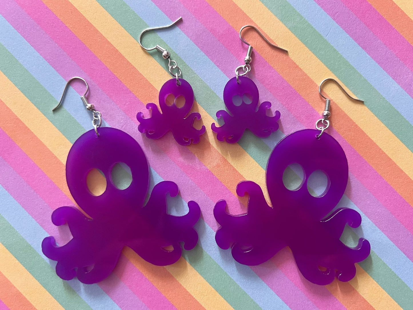 Octopus Earrings: Laser Cut Acrylic Octopuses, Cephalopods, Ocean Animals, Fish, Sea Creatures, Aquatic, Best Gifts for Her/Him/Them