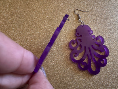 Octopus Earrings: Laser Cut Acrylic Octopuses, Cephalopods, Octo, Ocean Animals, Fish, Sea Creatures, Aquatic, Best Gifts for Her/Him/Them