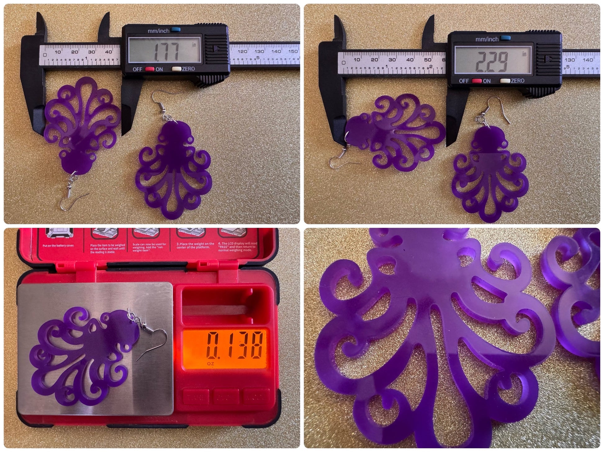 Octopus Earrings: Laser Cut Acrylic Octopuses, Cephalopods, Octo, Ocean Animals, Fish, Sea Creatures, Aquatic, Best Gifts for Her/Him/Them