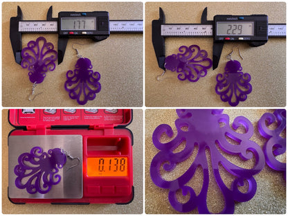 Octopus Earrings: Laser Cut Acrylic Octopuses, Cephalopods, Octo, Ocean Animals, Fish, Sea Creatures, Aquatic, Best Gifts for Her/Him/Them