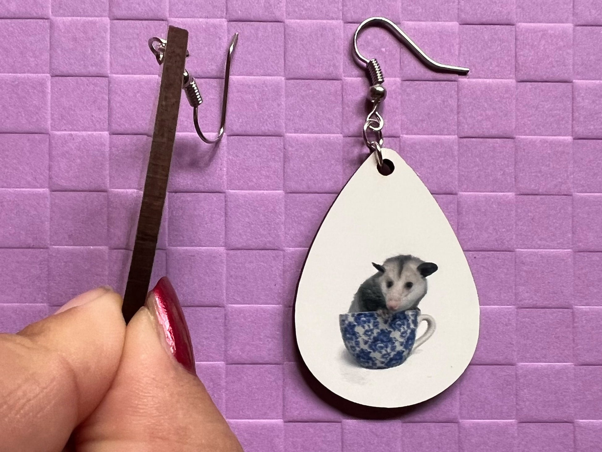 Opossum Earrings: Sublimated Opossums, Cute Animal, Animals, Possum, Zoo, Novelty Earrings Costume Jewelry, Pets Best Gifts for Her/Him/Them