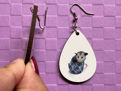 Opossum Earrings: Sublimated Opossums, Cute Animal, Animals, Possum, Zoo, Novelty Earrings Costume Jewelry, Pets Best Gifts for Her/Him/Them