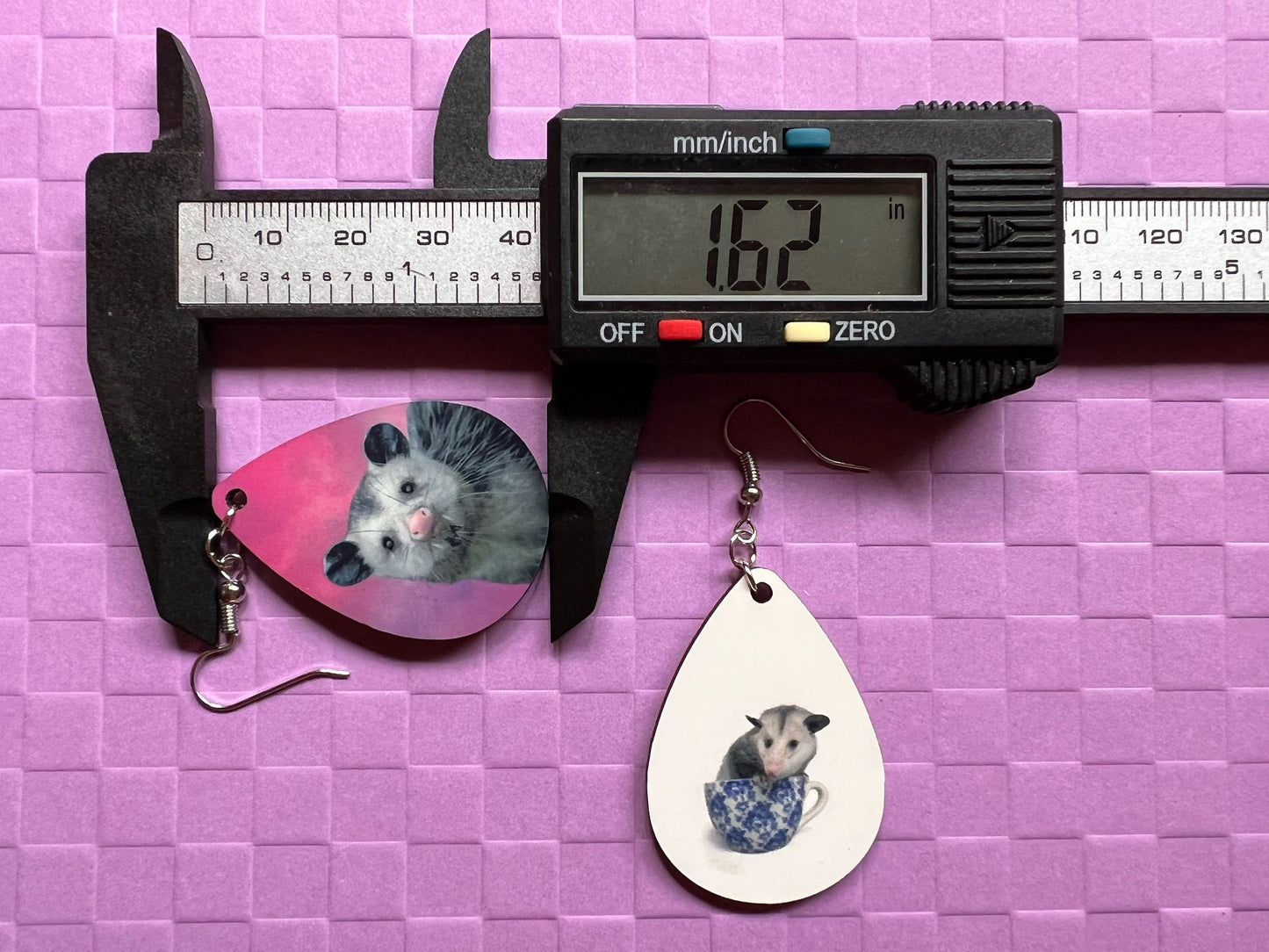 Opossum Earrings: Sublimated Opossums, Cute Animal, Animals, Possum, Zoo, Novelty Earrings Costume Jewelry, Pets Best Gifts for Her/Him/Them