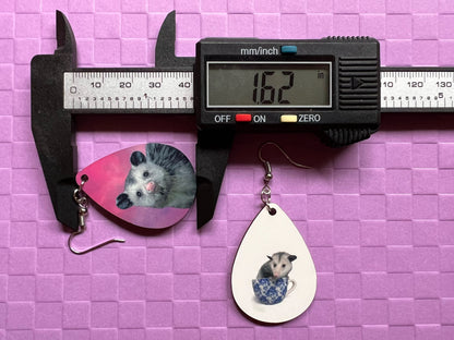 Opossum Earrings: Sublimated Opossums, Cute Animal, Animals, Possum, Zoo, Novelty Earrings Costume Jewelry, Pets Best Gifts for Her/Him/Them