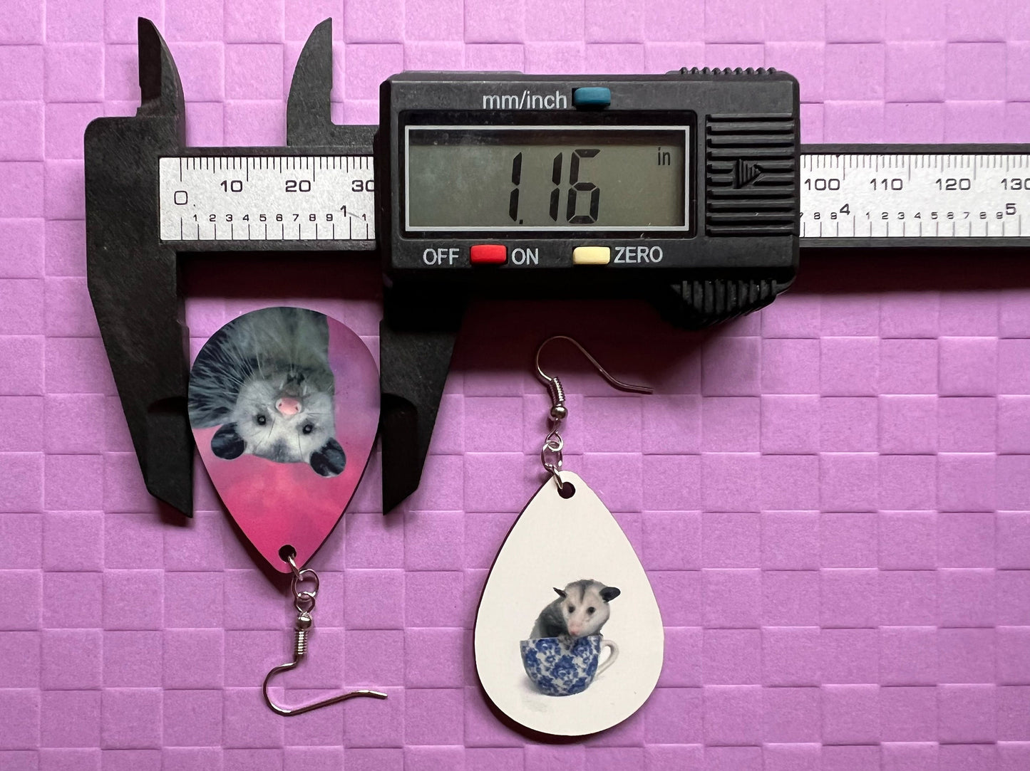 Opossum Earrings: Sublimated Opossums, Cute Animal, Animals, Possum, Zoo, Novelty Earrings Costume Jewelry, Pets Best Gifts for Her/Him/Them