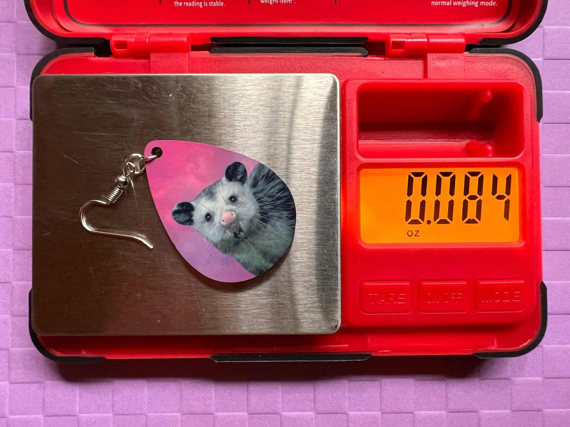 Opossum Earrings: Sublimated Opossums, Cute Animal, Animals, Possum, Zoo, Novelty Earrings Costume Jewelry, Pets Best Gifts for Her/Him/Them