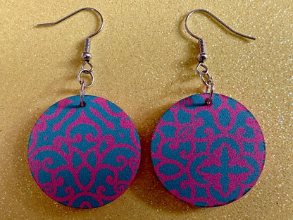 Optical Illusion Earrings: Laser Cut Acrylic Earrings, Art, Pink & Blue Earrings, Symmetrical Pattern, Unique,  Best Gifts for Her/Him/Them