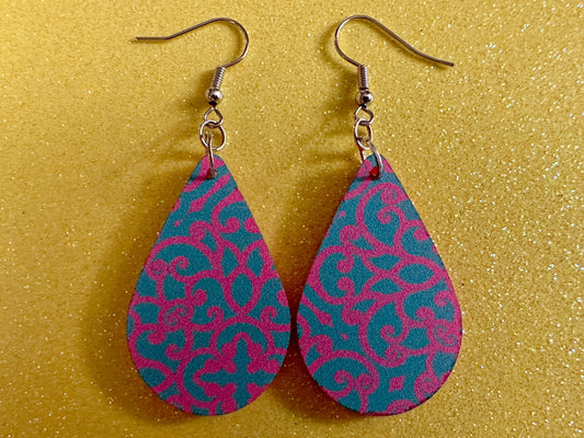 Optical Illusion Earrings: Laser Cut Acrylic Earrings, Art, Pink & Blue Earrings, Symmetrical Pattern, Unique,  Best Gifts for Her/Him/Them
