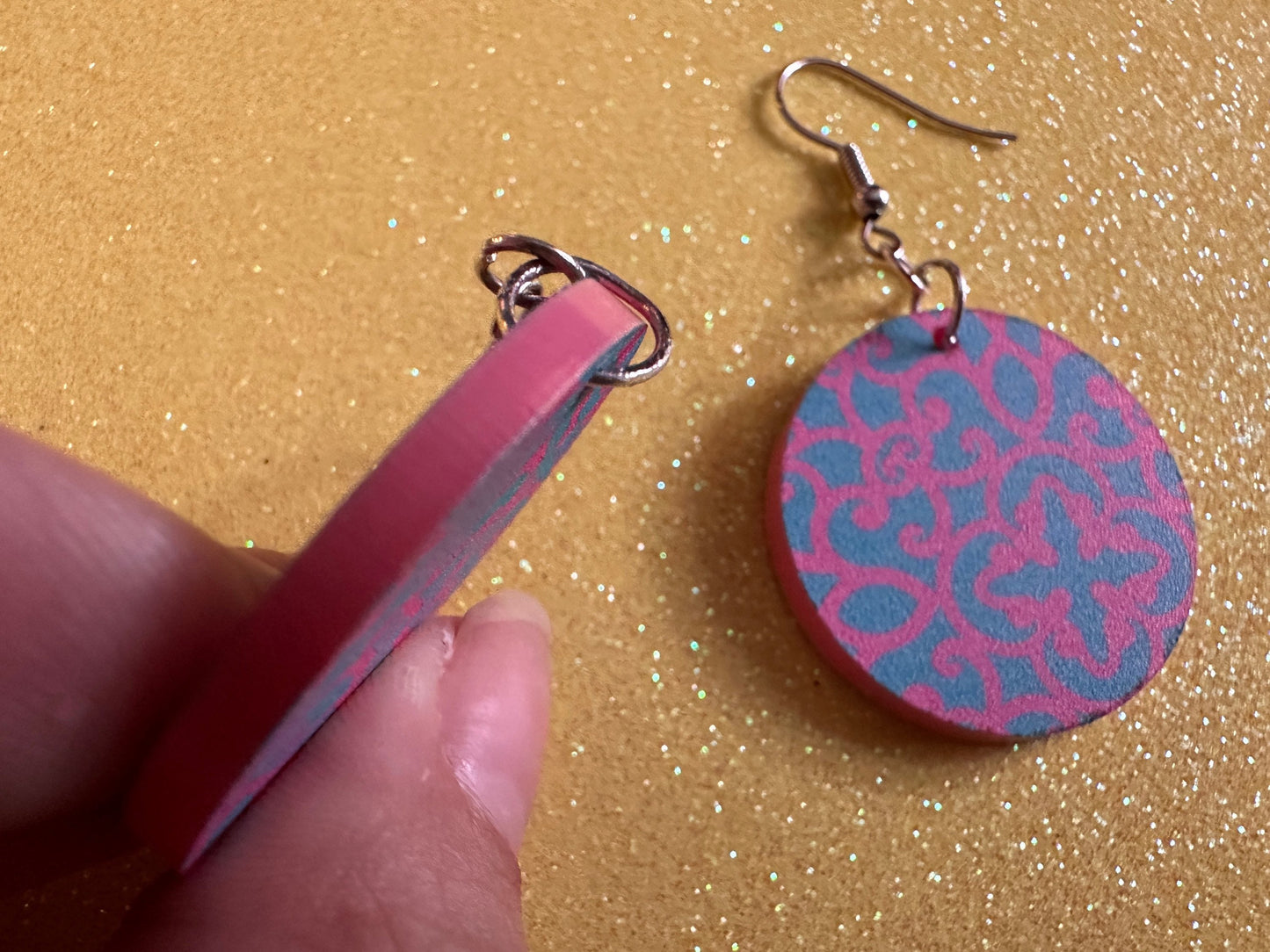 Optical Illusion Earrings: Laser Cut Acrylic Earrings, Art, Pink & Blue Earrings, Symmetrical Pattern, Unique,  Best Gifts for Her/Him/Them