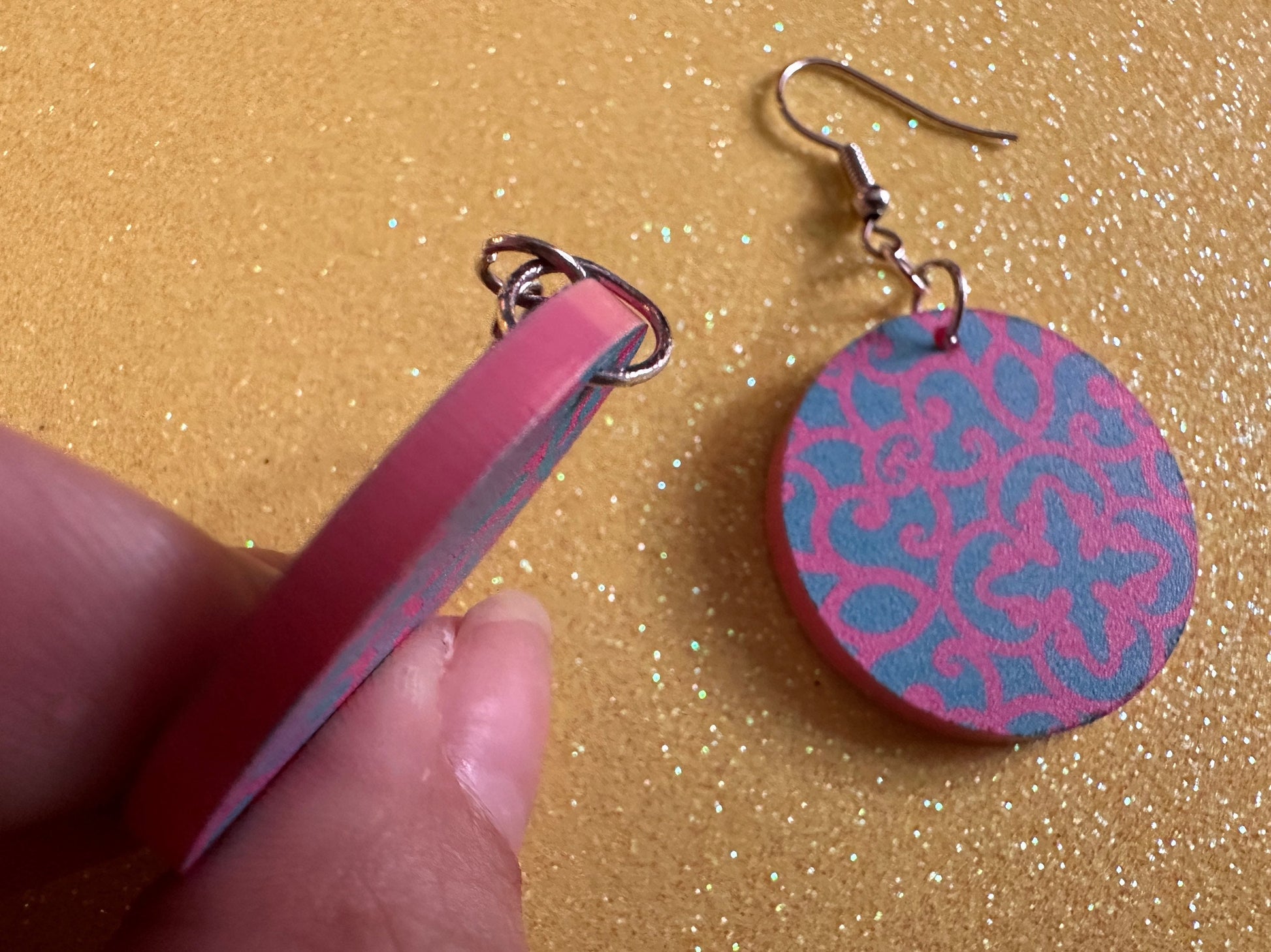 Optical Illusion Earrings: Laser Cut Acrylic Earrings, Art, Pink & Blue Earrings, Symmetrical Pattern, Unique,  Best Gifts for Her/Him/Them