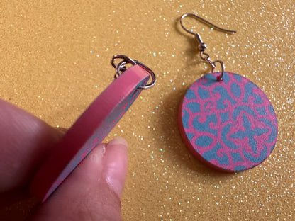 Optical Illusion Earrings: Laser Cut Acrylic Earrings, Art, Pink & Blue Earrings, Symmetrical Pattern, Unique,  Best Gifts for Her/Him/Them