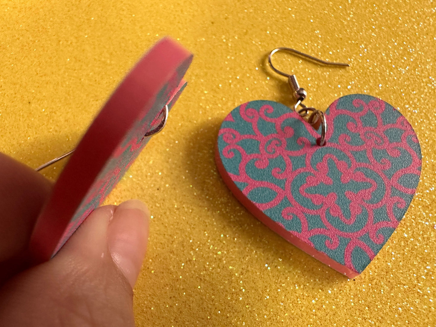 Optical Illusion Earrings: Laser Cut Acrylic Earrings, Art, Pink & Blue Earrings, Symmetrical Pattern, Unique,  Best Gifts for Her/Him/Them