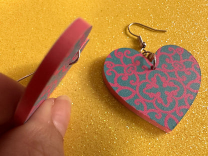 Optical Illusion Earrings: Laser Cut Acrylic Earrings, Art, Pink & Blue Earrings, Symmetrical Pattern, Unique,  Best Gifts for Her/Him/Them