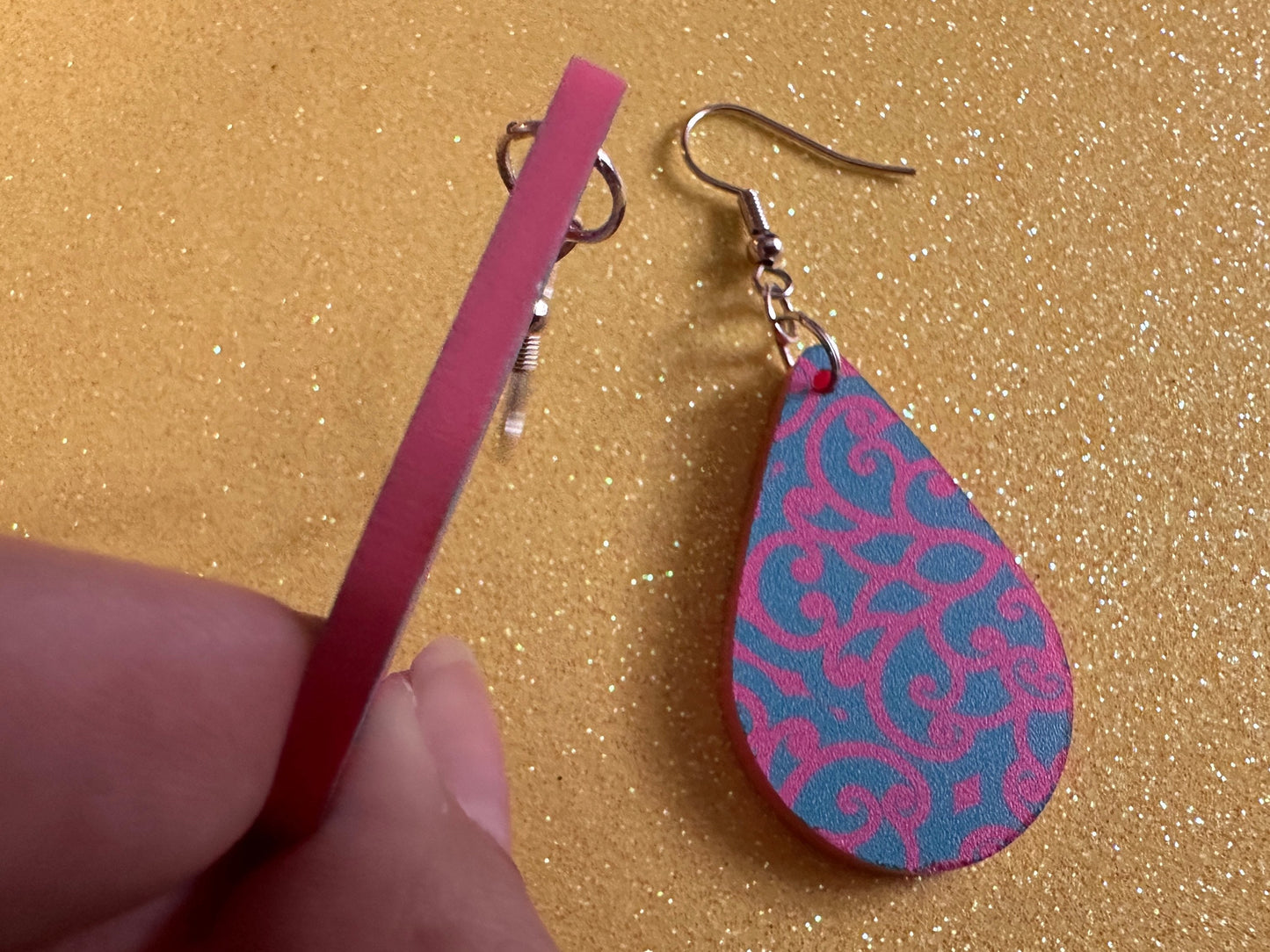 Optical Illusion Earrings: Laser Cut Acrylic Earrings, Art, Pink & Blue Earrings, Symmetrical Pattern, Unique,  Best Gifts for Her/Him/Them
