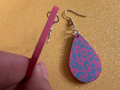 Optical Illusion Earrings: Laser Cut Acrylic Earrings, Art, Pink & Blue Earrings, Symmetrical Pattern, Unique,  Best Gifts for Her/Him/Them