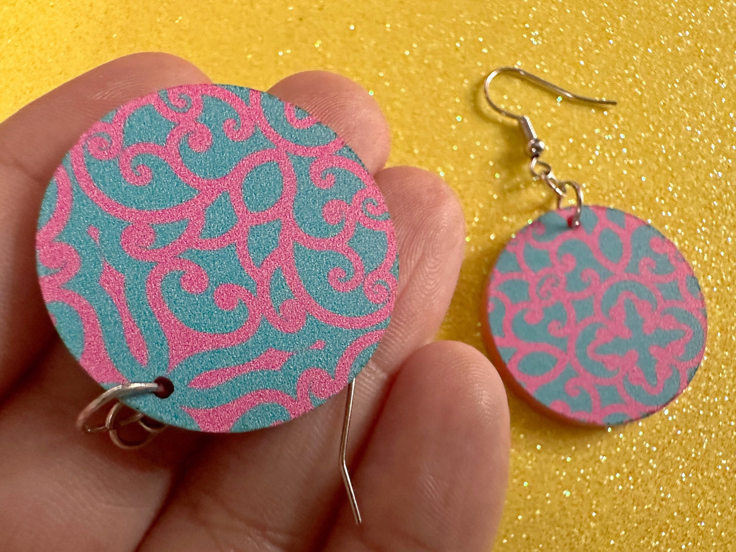 Optical Illusion Earrings: Laser Cut Acrylic Earrings, Art, Pink & Blue Earrings, Symmetrical Pattern, Unique,  Best Gifts for Her/Him/Them