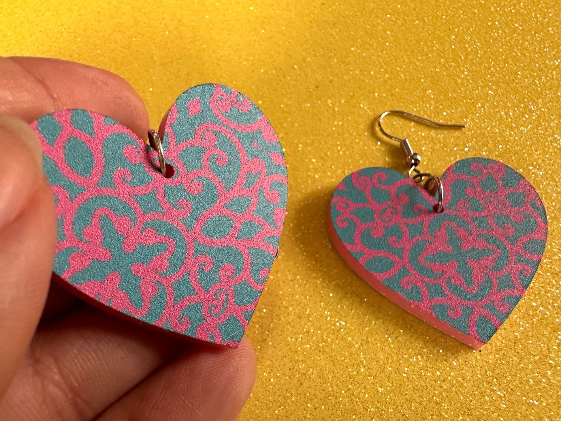 Optical Illusion Earrings: Laser Cut Acrylic Earrings, Art, Pink & Blue Earrings, Symmetrical Pattern, Unique,  Best Gifts for Her/Him/Them