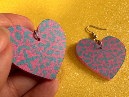 Optical Illusion Earrings: Laser Cut Acrylic Earrings, Art, Pink & Blue Earrings, Symmetrical Pattern, Unique,  Best Gifts for Her/Him/Them