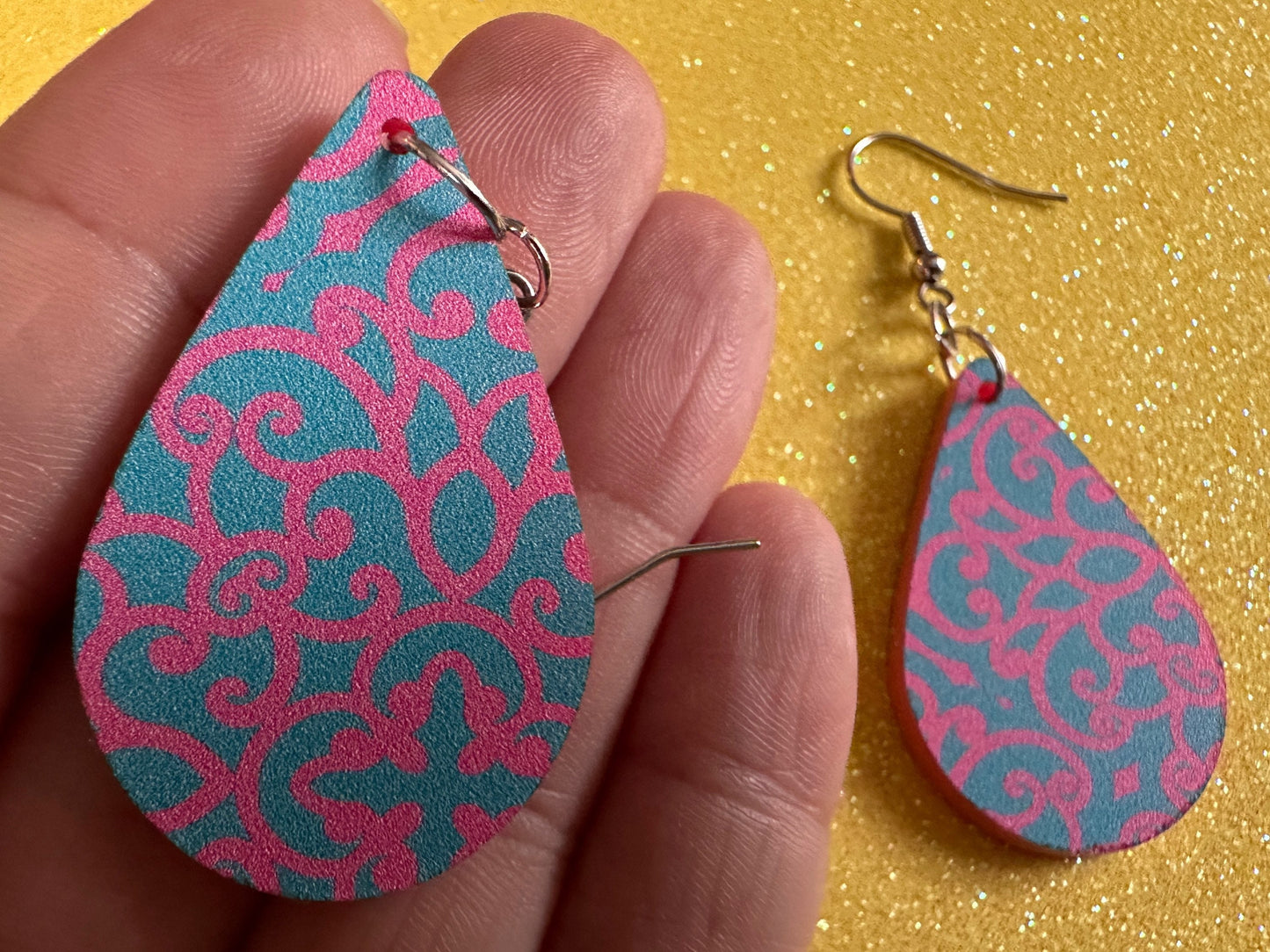Optical Illusion Earrings: Laser Cut Acrylic Earrings, Art, Pink & Blue Earrings, Symmetrical Pattern, Unique,  Best Gifts for Her/Him/Them