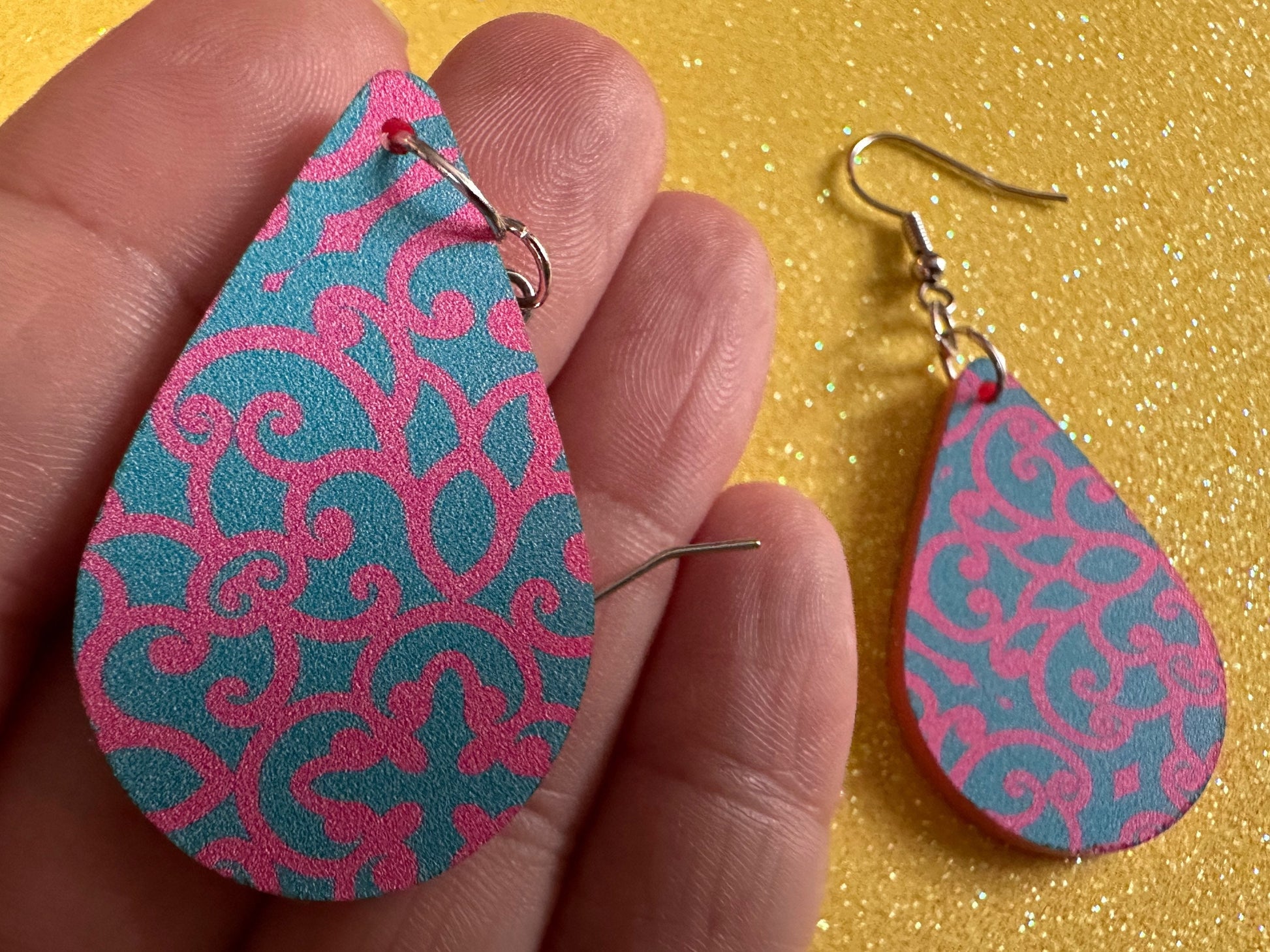 Optical Illusion Earrings: Laser Cut Acrylic Earrings, Art, Pink & Blue Earrings, Symmetrical Pattern, Unique,  Best Gifts for Her/Him/Them