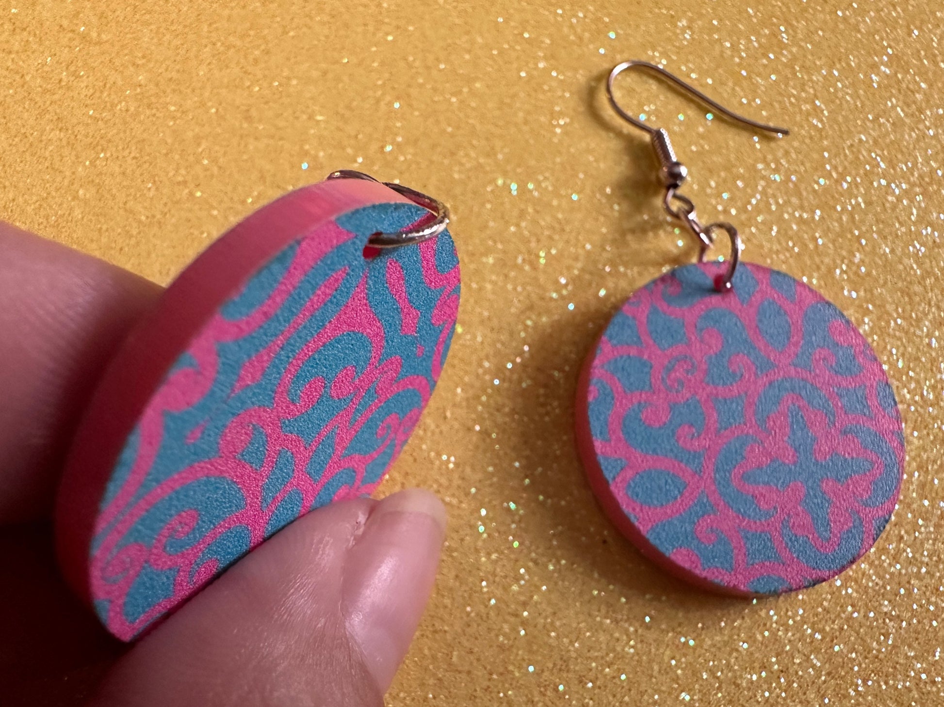 Optical Illusion Earrings: Laser Cut Acrylic Earrings, Art, Pink & Blue Earrings, Symmetrical Pattern, Unique,  Best Gifts for Her/Him/Them