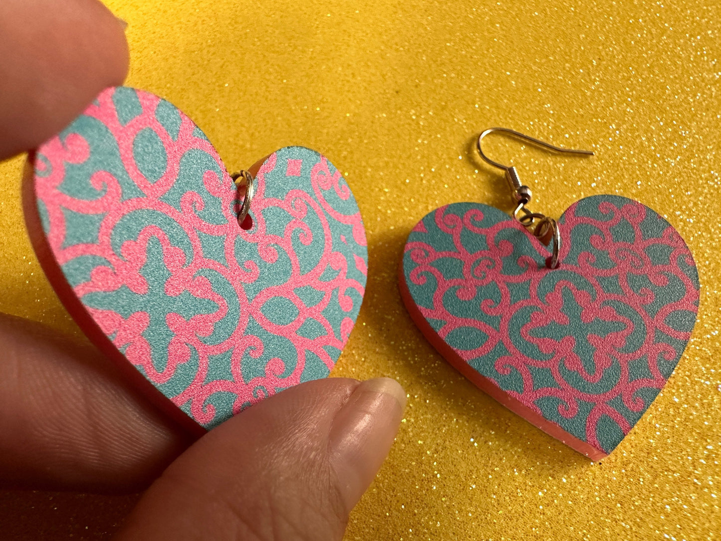 Optical Illusion Earrings: Laser Cut Acrylic Earrings, Art, Pink & Blue Earrings, Symmetrical Pattern, Unique,  Best Gifts for Her/Him/Them