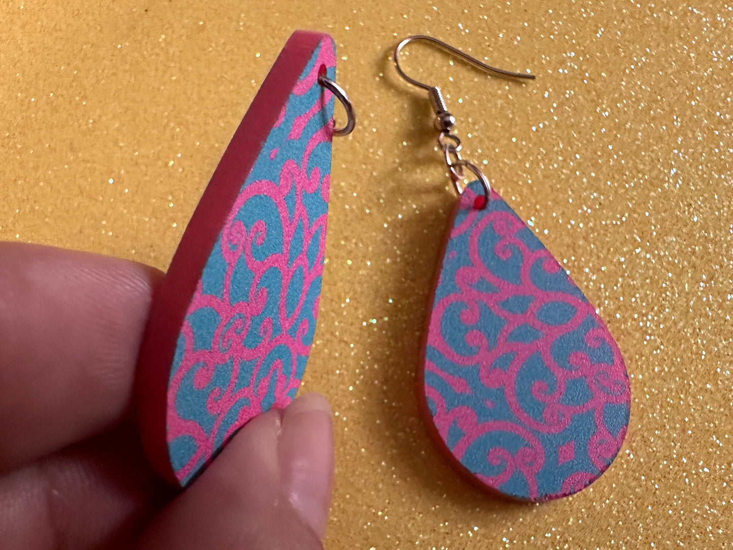 Optical Illusion Earrings: Laser Cut Acrylic Earrings, Art, Pink & Blue Earrings, Symmetrical Pattern, Unique,  Best Gifts for Her/Him/Them