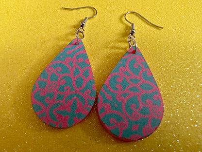 Optical Illusion Earrings: Laser Cut Acrylic Earrings, Art, Pink & Blue Earrings, Symmetrical Pattern, Unique,  Best Gifts for Her/Him/Them
