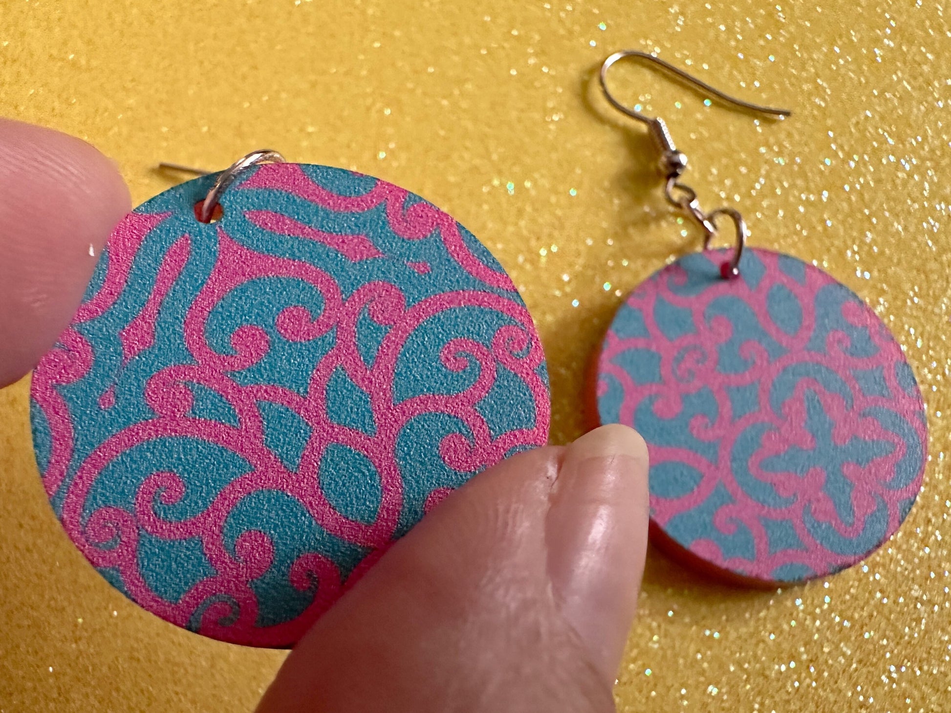 Optical Illusion Earrings: Laser Cut Acrylic Earrings, Art, Pink & Blue Earrings, Symmetrical Pattern, Unique,  Best Gifts for Her/Him/Them