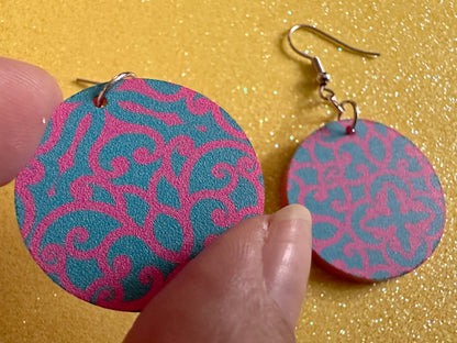 Optical Illusion Earrings: Laser Cut Acrylic Earrings, Art, Pink & Blue Earrings, Symmetrical Pattern, Unique,  Best Gifts for Her/Him/Them