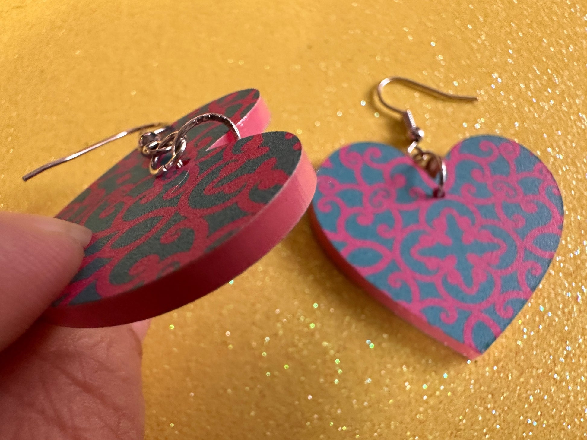 Optical Illusion Earrings: Laser Cut Acrylic Earrings, Art, Pink & Blue Earrings, Symmetrical Pattern, Unique,  Best Gifts for Her/Him/Them