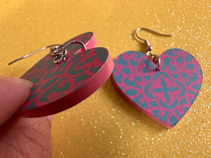 Optical Illusion Earrings: Laser Cut Acrylic Earrings, Art, Pink & Blue Earrings, Symmetrical Pattern, Unique,  Best Gifts for Her/Him/Them