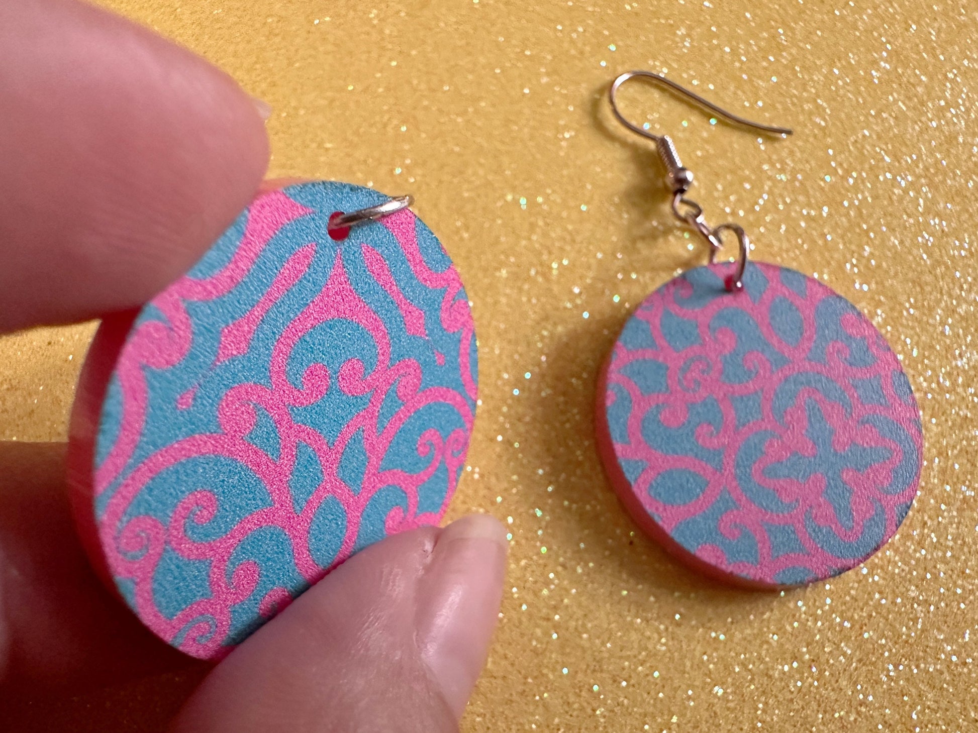 Optical Illusion Earrings: Laser Cut Acrylic Earrings, Art, Pink & Blue Earrings, Symmetrical Pattern, Unique,  Best Gifts for Her/Him/Them