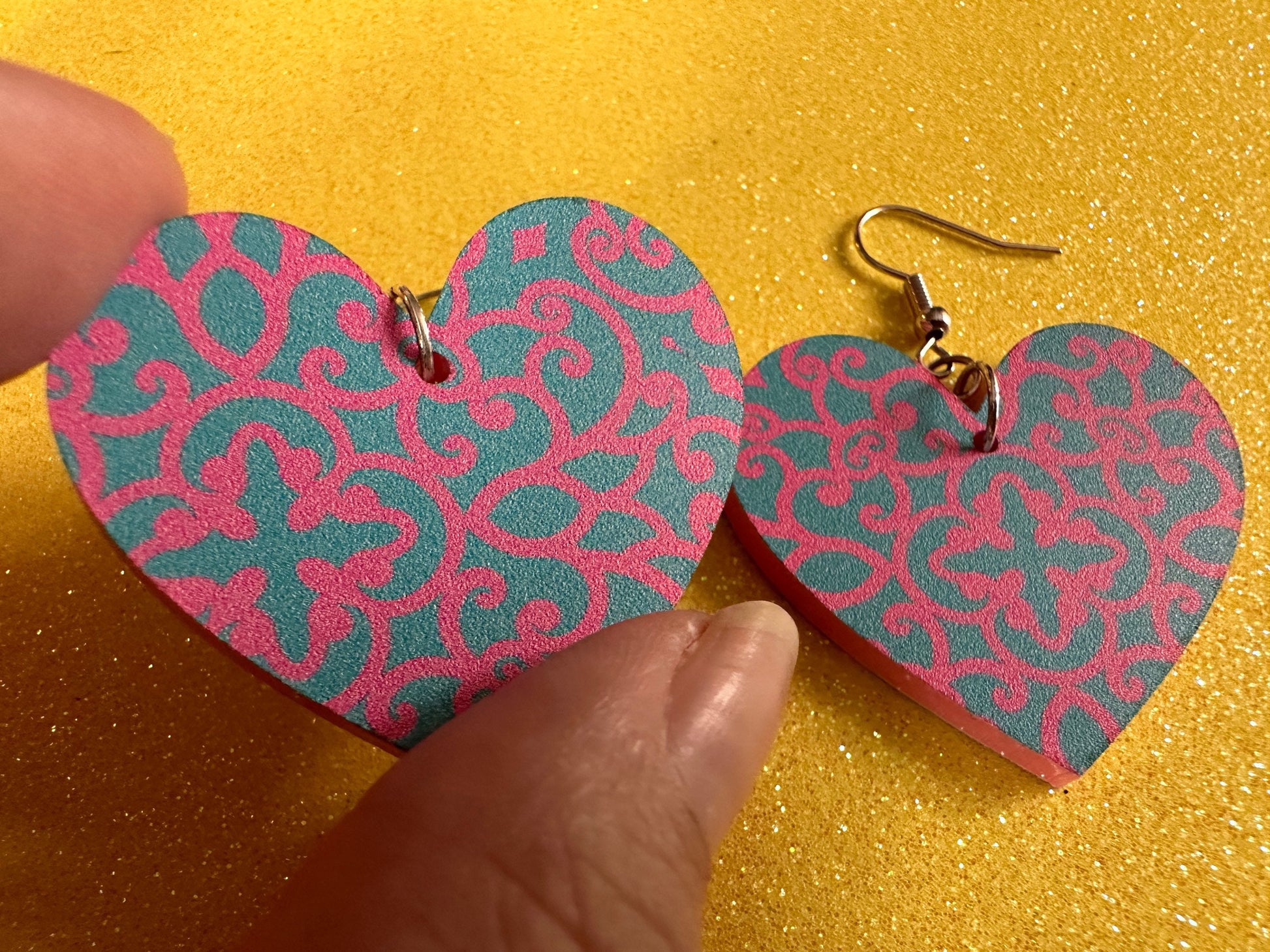 Optical Illusion Earrings: Laser Cut Acrylic Earrings, Art, Pink & Blue Earrings, Symmetrical Pattern, Unique,  Best Gifts for Her/Him/Them