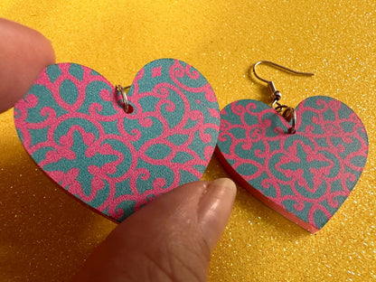 Optical Illusion Earrings: Laser Cut Acrylic Earrings, Art, Pink & Blue Earrings, Symmetrical Pattern, Unique,  Best Gifts for Her/Him/Them