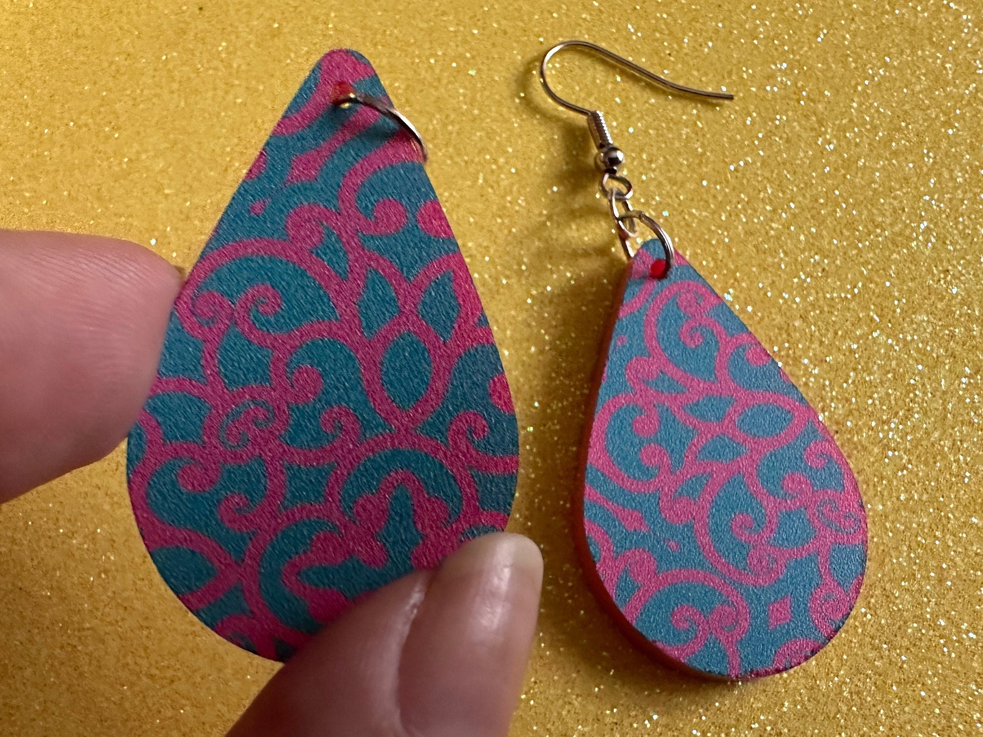 Optical Illusion Earrings: Laser Cut Acrylic Earrings, Art, Pink & Blue Earrings, Symmetrical Pattern, Unique,  Best Gifts for Her/Him/Them
