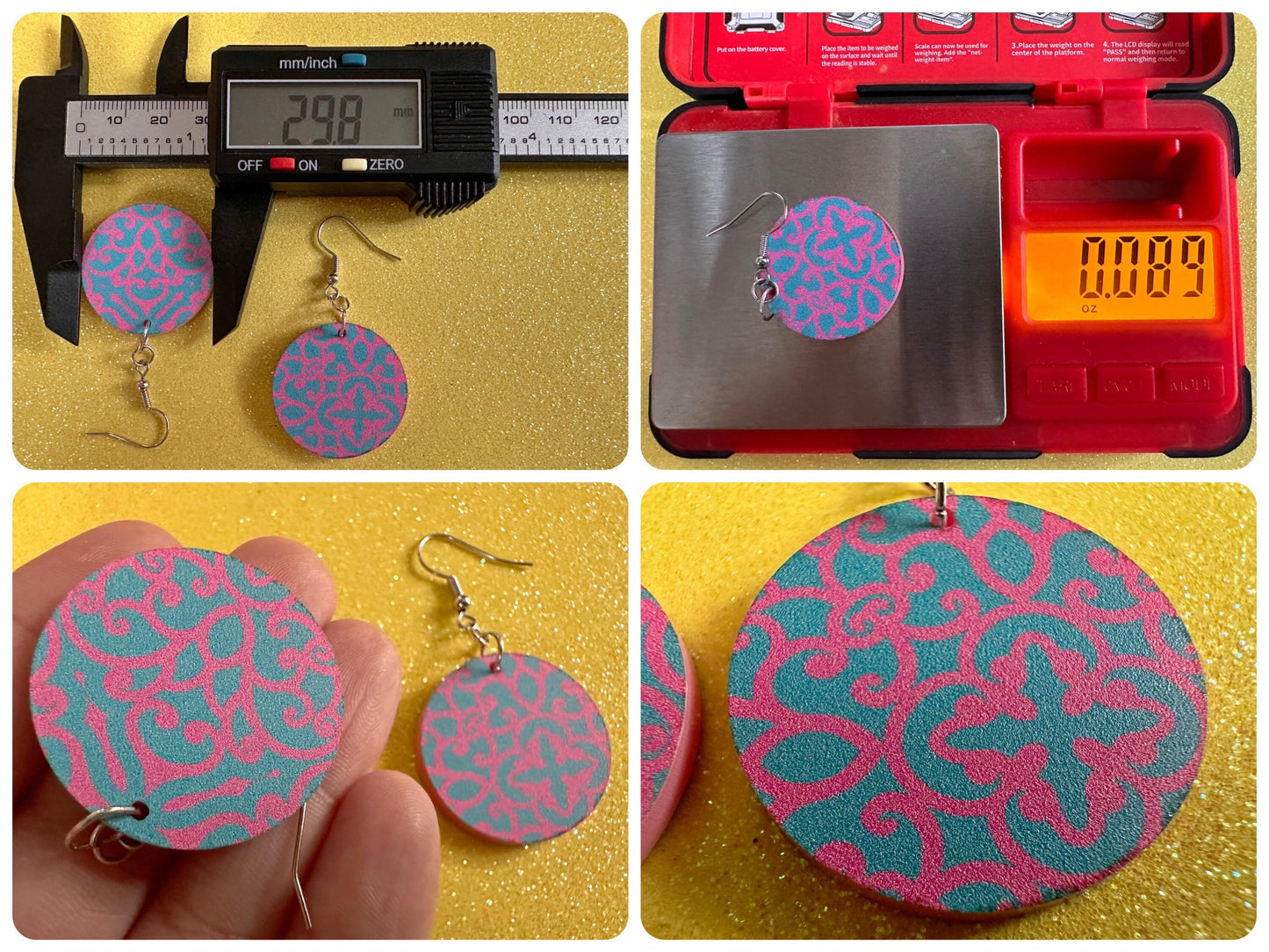 Optical Illusion Earrings: Laser Cut Acrylic Earrings, Art, Pink & Blue Earrings, Symmetrical Pattern, Unique,  Best Gifts for Her/Him/Them
