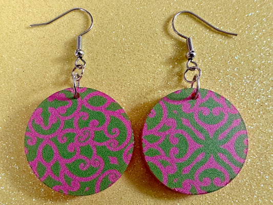 Optical Illusion Earrings: Laser Cut Acrylic Earrings, Art, Pink & Green Earrings, Symmetrical Pattern, Unique,  Best Gifts for Her/Him/Them