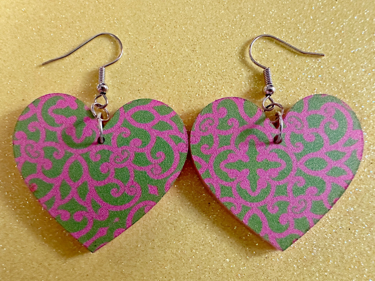 Optical Illusion Earrings: Laser Cut Acrylic Earrings, Art, Pink & Green Earrings, Symmetrical Pattern, Unique,  Best Gifts for Her/Him/Them