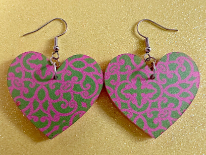 Optical Illusion Earrings: Laser Cut Acrylic Earrings, Art, Pink & Green Earrings, Symmetrical Pattern, Unique,  Best Gifts for Her/Him/Them